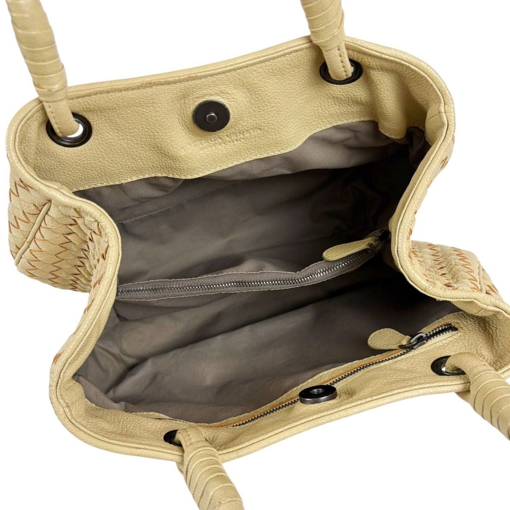Bottega Veneta Intrecciato Leather Satchel Handbag Beige — view 7