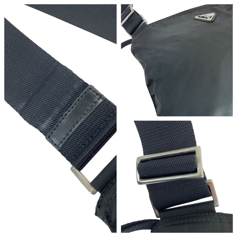 Prada Tessuto Triangle Logo Plate Black Silver Hardware Nylon Shoulder Bag — view 5