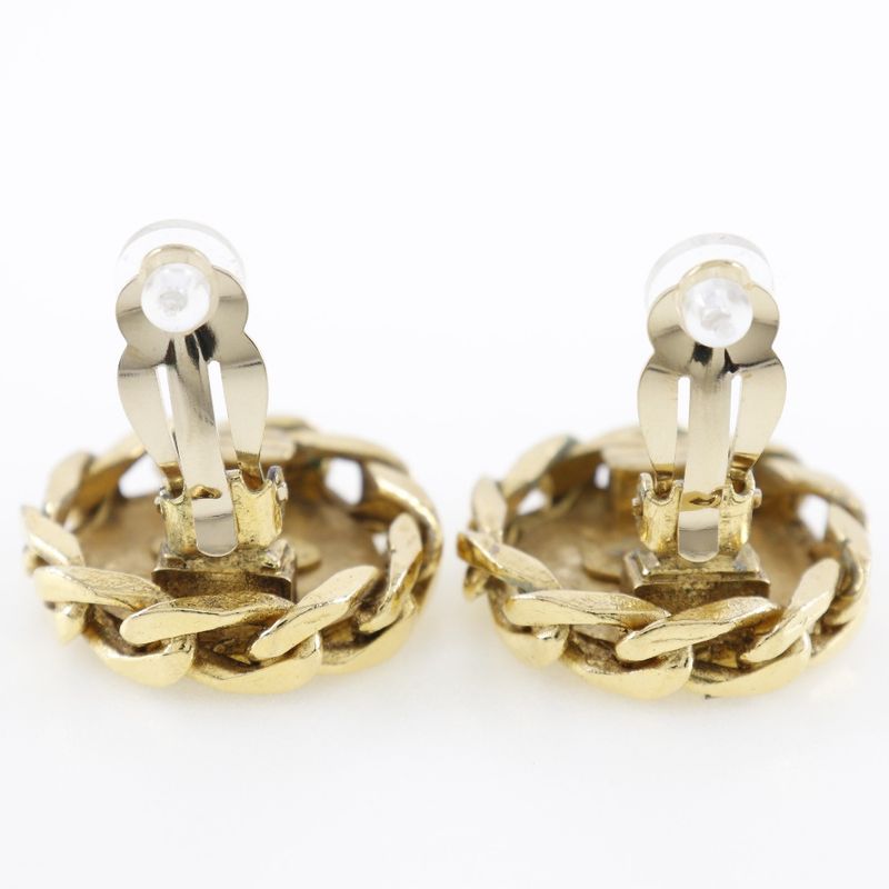 Chanel Coco Mark Earrings Chain Vintage Gold Plated and Rhinestone 23 27.7 — view 6
