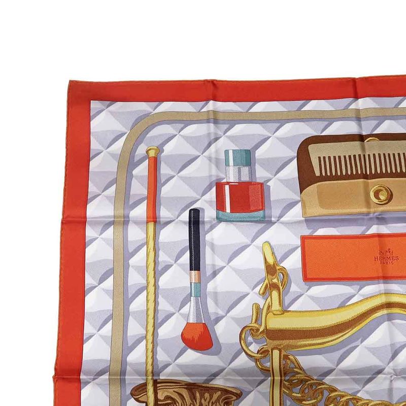 Hermes Carre 90 Scarf Beaute Composee 100% Silk Orange Brown — view 3