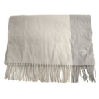 Hermes Muffler 100% Cashmere Ivory Gray Box Scarf