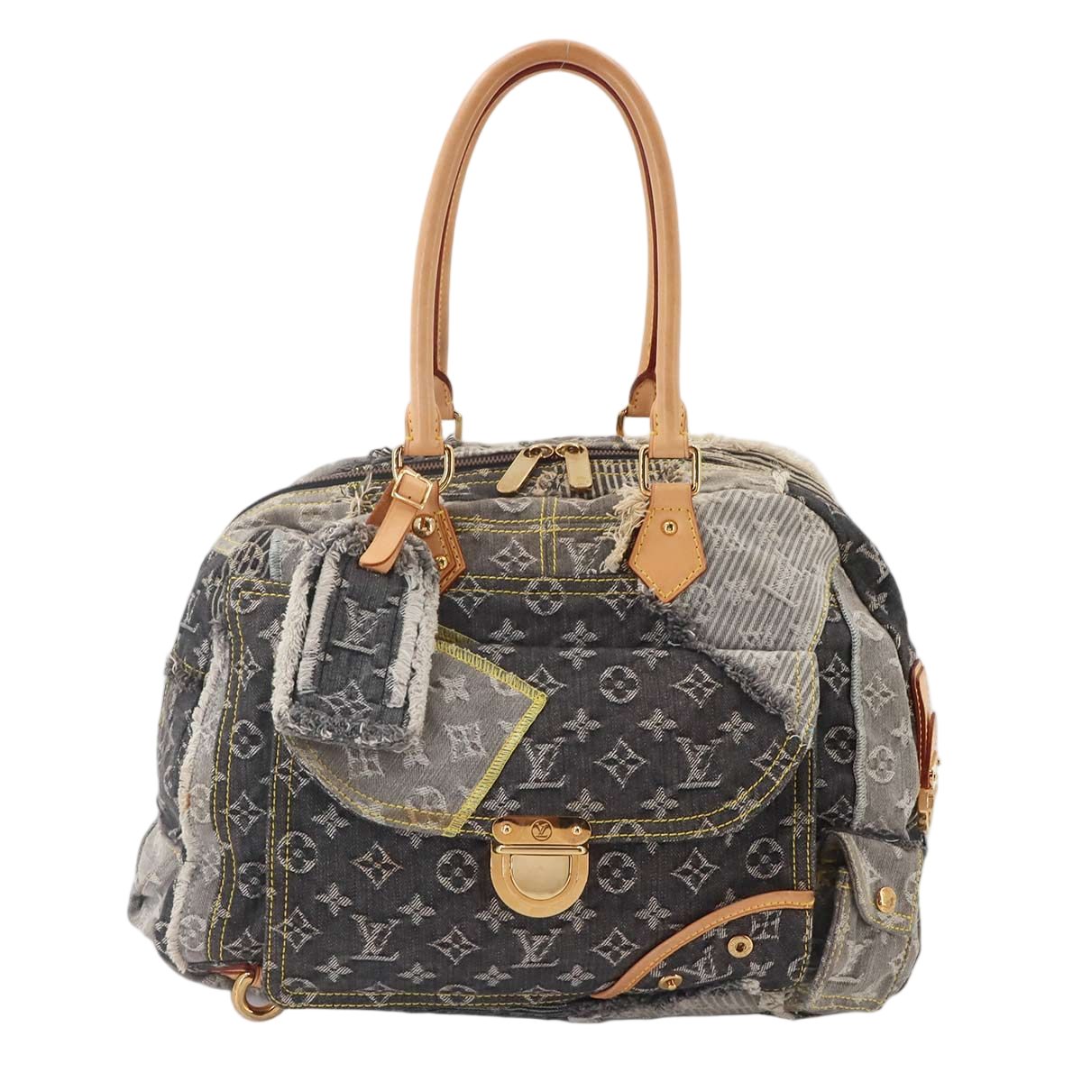 Louis Vuitton Monogram Denim Patchwork Bowie Hand Bag Black
