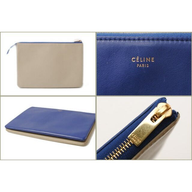 Celine Clutch Pouch Bag Bicolor Blue Beige — view 3
