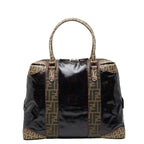 Fendi Zucca Tote Handbag 8 Bl096 Brown Enamel