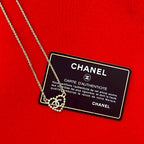 Chanel Coco Mark Heart Motif Rhinestone Plated Chain Necklace 25CP — view 2