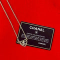 Chanel Coco Mark Heart Motif Rhinestone Plated Chain Necklace 25CP