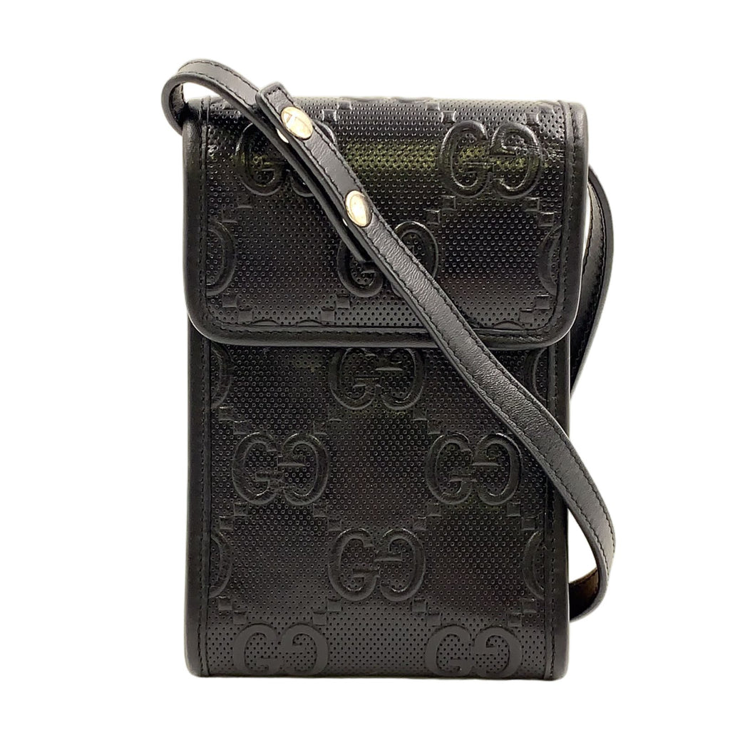 Gucci GG Embossed Mini Bag Leather Black Silver