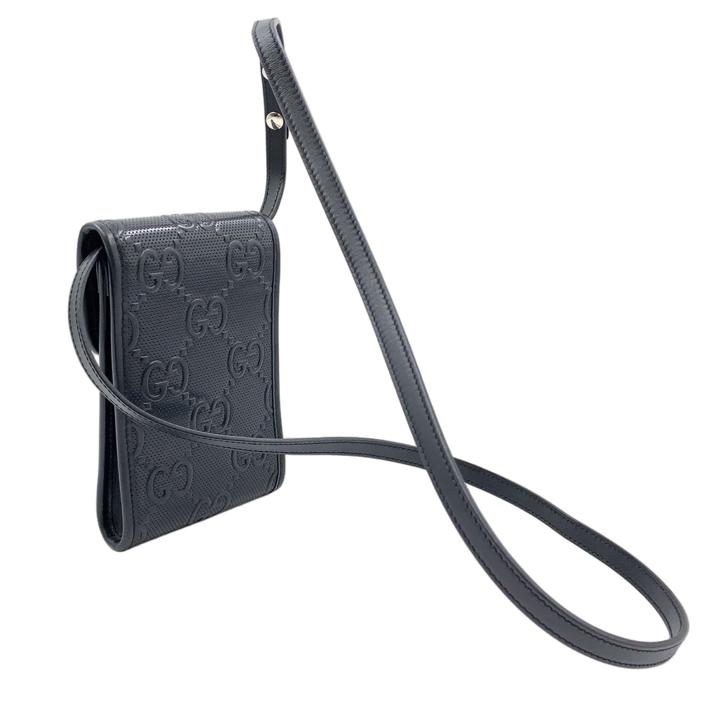 Gucci GG Embossed Mini Bag Leather Black Silver — view 2