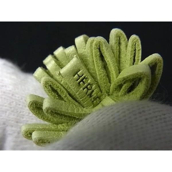 Hermes Carmenchita Leather Silver Tassel Key Holder Charm Light Green — view 3