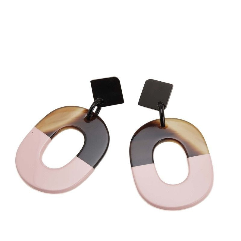 Hermes ISM Stud Brown Pink Silver Hardware Buffalo Horn Metal — view 2