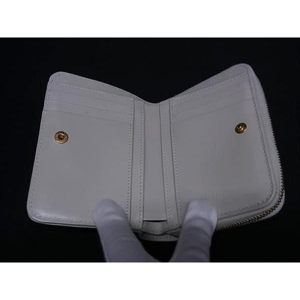 Saint Laurent Bifold Wallet JOAN Ivory Leather Round Zipper — view 4