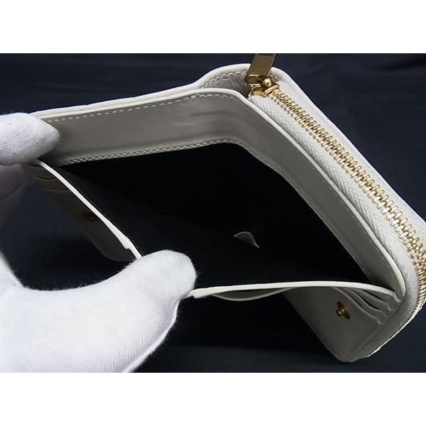 Saint Laurent Bifold Wallet JOAN Ivory Leather Round Zipper — view 5