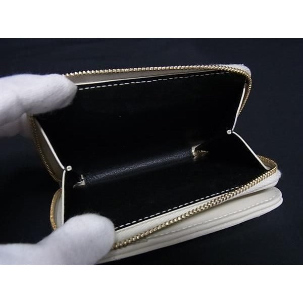 Saint Laurent Bifold Wallet JOAN Ivory Leather Round Zipper — view 6