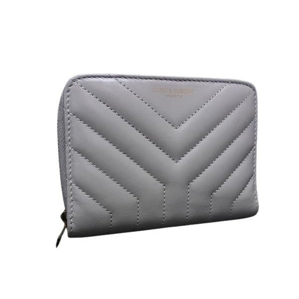 Saint Laurent Bifold Wallet JOAN Ivory Leather Round Zipper