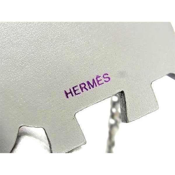 Hermes Animal Bag Charm Purple And Grey Leather SV 925 Silver Hardware — view 4