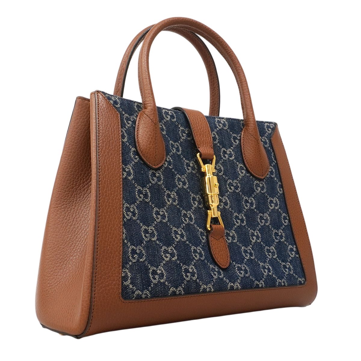 Gucci Handbag New Jackie Denim Leather Blue Brown Gold 2-Way — view 2