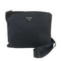 Prada Tessuto Nylon Triangle Logo Leather Shoulder Bag Crossbody Messenger