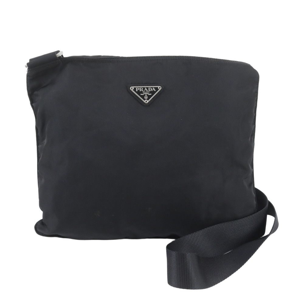 Prada Tessuto Nylon Triangle Logo Leather Shoulder Bag Crossbody Messenger