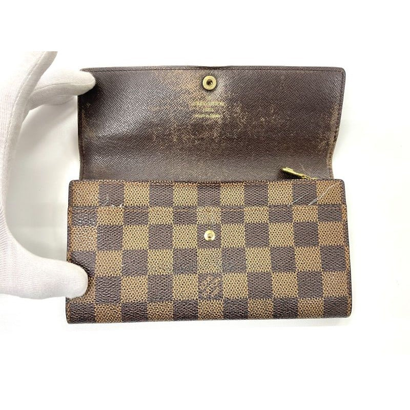 Louis Vuitton Damier Pochette Porte Monnaie Cles Di Long Wallet Brown — view 7