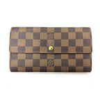 Louis Vuitton Damier Pochette Porte Monnaie Cles Di Long Wallet Brown