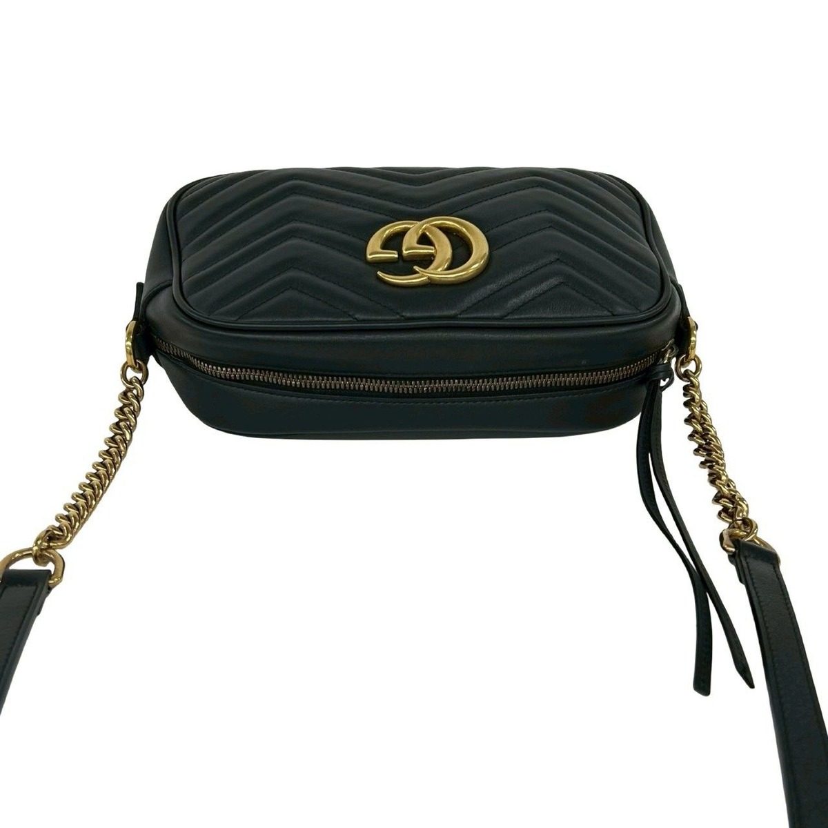 Gucci GG Marmont Small Logo Quilted Leather Shoulder Bag Black — view 4