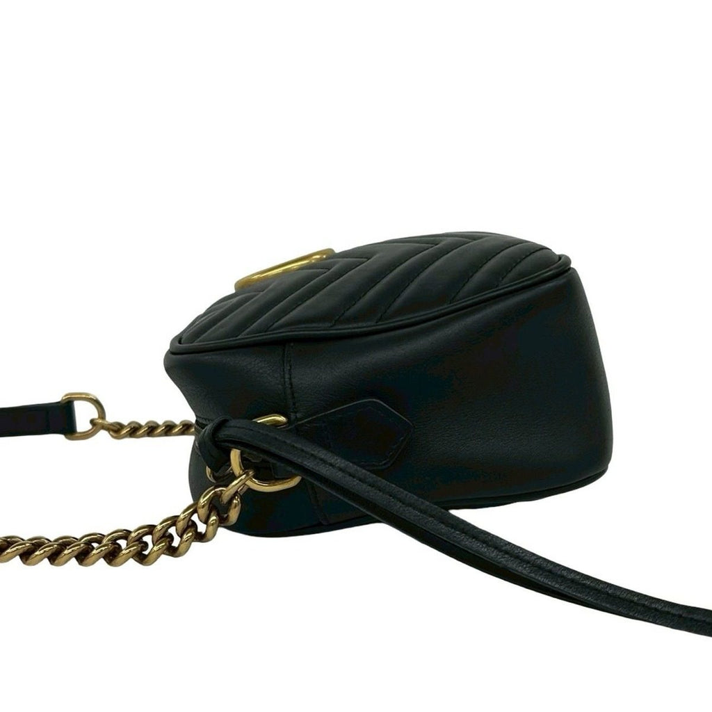 Gucci GG Marmont Small Logo Quilted Leather Shoulder Bag Black — view 5