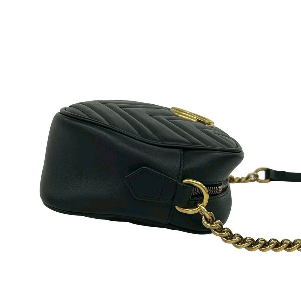 Gucci GG Marmont Small Logo Quilted Leather Shoulder Bag Black — view 6
