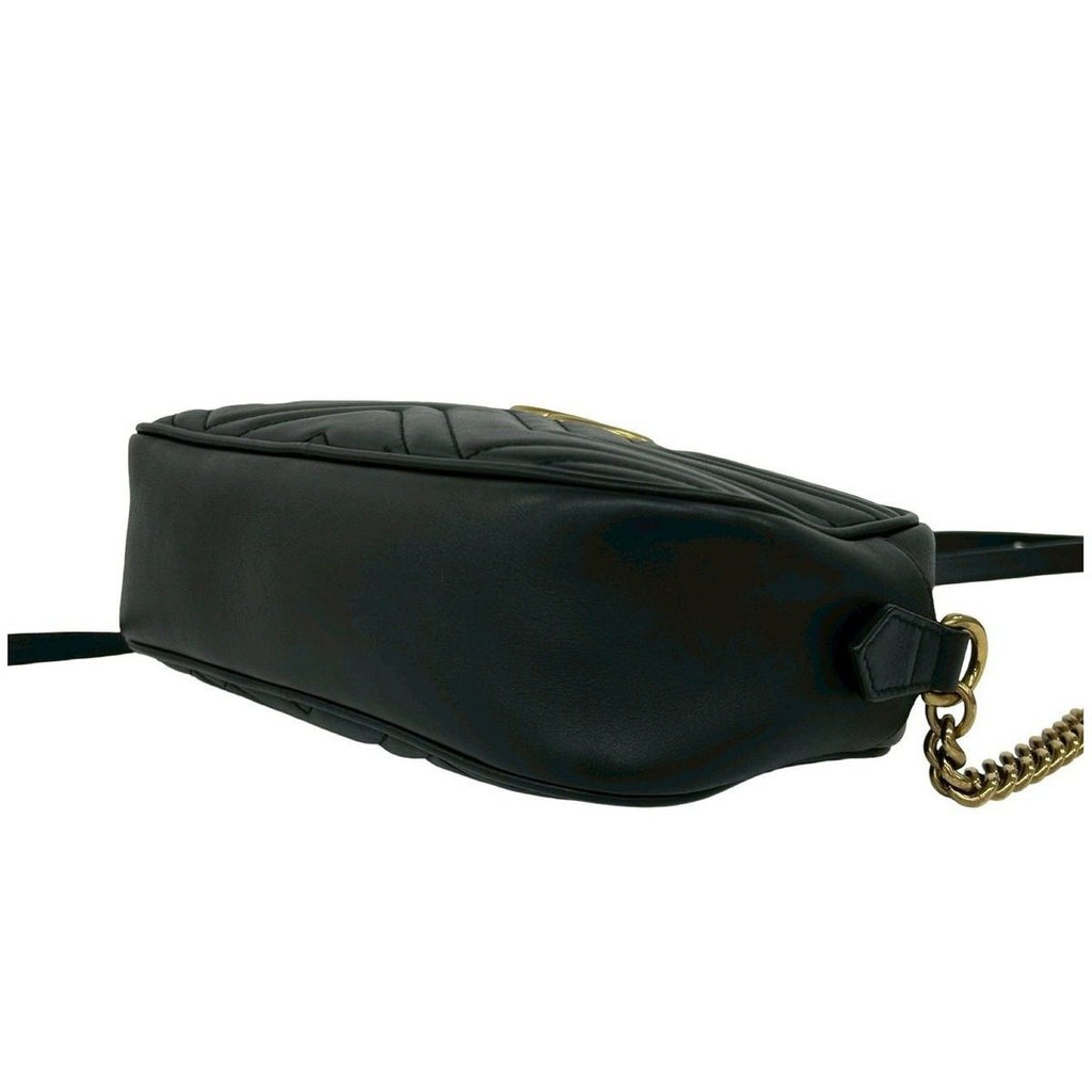 Gucci GG Marmont Small Logo Quilted Leather Shoulder Bag Black — view 8
