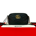 Gucci GG Marmont Small Logo Quilted Leather Shoulder Bag Black