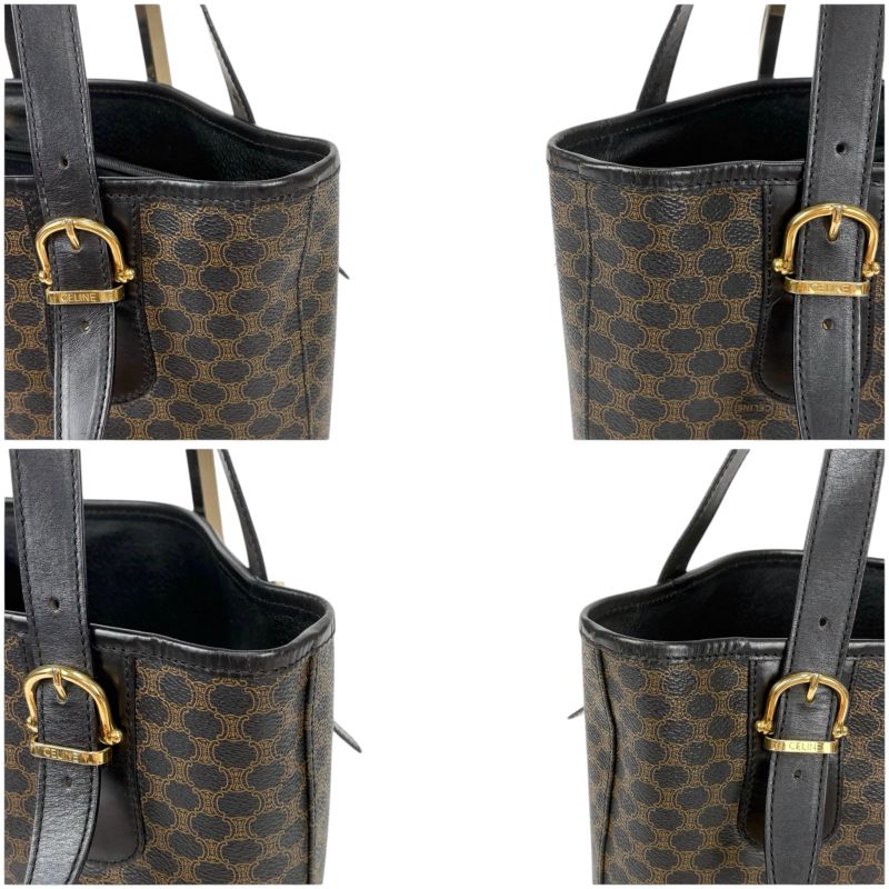 Celine Mini Tote Bag Black Macadam Leather Bucket Shape — view 5