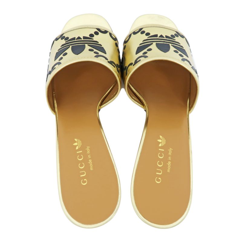 Gucci Adidas Collaboration Sandals Gold Size 38 Mule Heel Logo — view 7