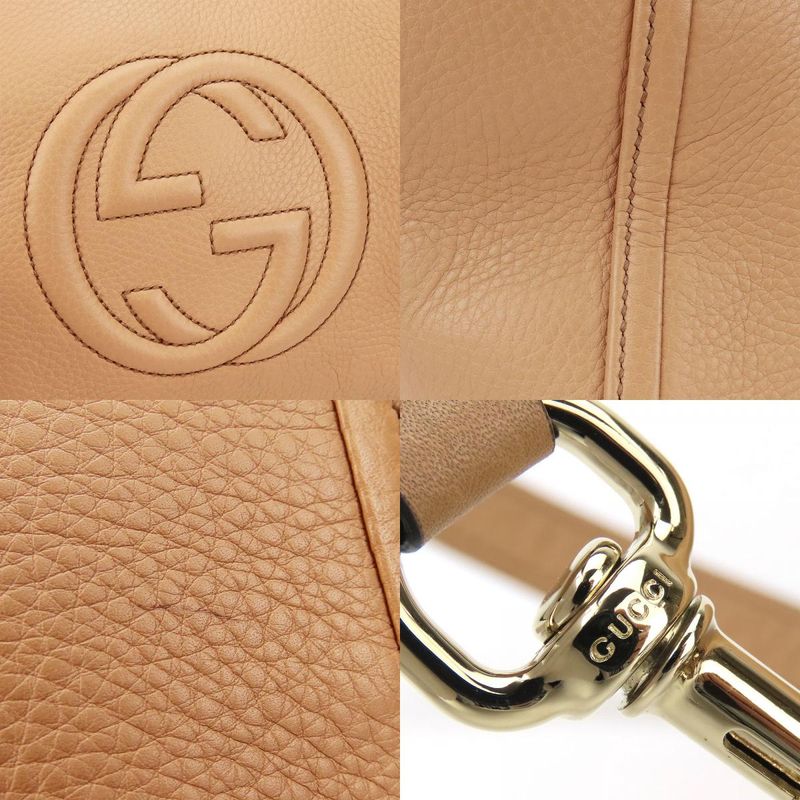 Gucci Handbag Soho Interlocking Tassel Leather Beige Gold Hardware 2-Way — view 2
