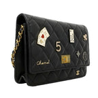 Chanel Shoulder Wallet 2.55 Quilted Lambskin Black Gold Silver Handbag — view 2