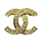 Chanel Brooch CC Vintage Gold Pin Rhinestone Crystal — view 2