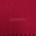 Hermes Recto Verso Cashmere Logo Embroidery with Fringe Scarf Shawl Red — view 6