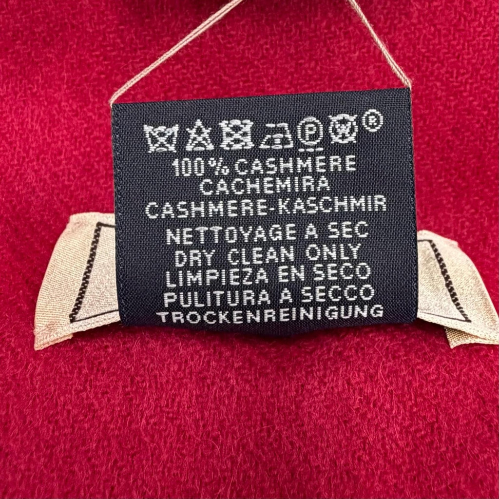 Hermes Recto Verso Cashmere Logo Embroidery with Fringe Scarf Shawl Red — view 8