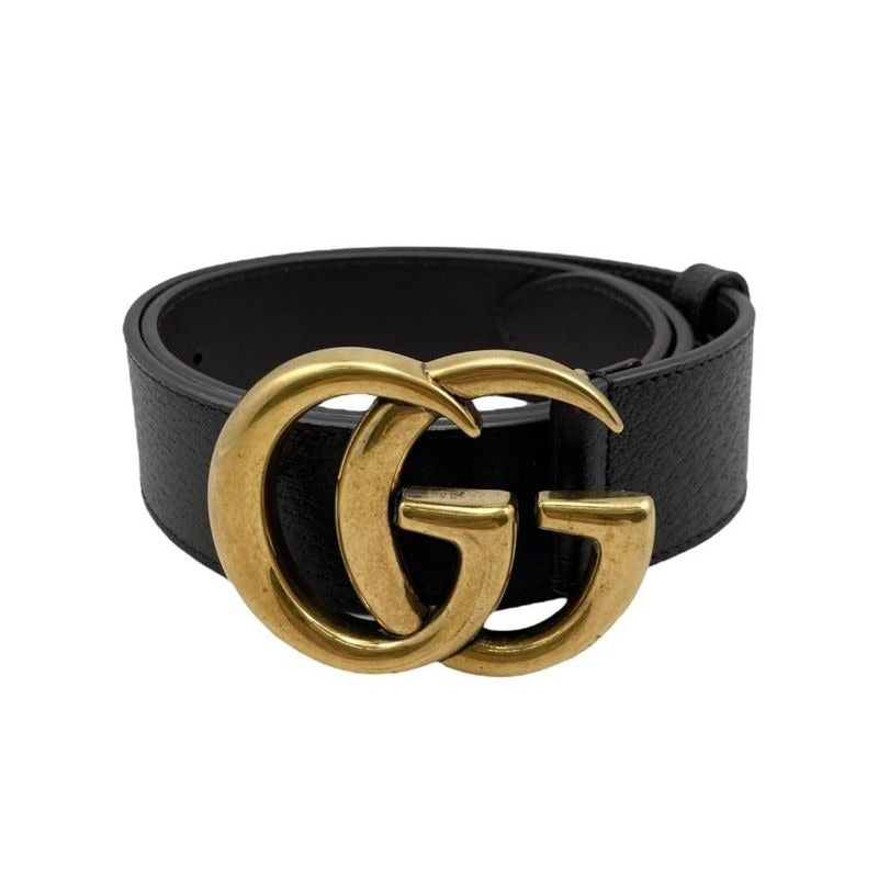 Gucci Wide Belt Double G Dj20 T 1000 Calfskinleather Black Goldhardware — view 2