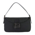 Fendi Zucchino Mamma Baguette Shoulder Bag Canvas Leather Black 8 Br003