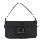 Fendi Zucchino Mamma Baguette Shoulder Bag Canvas Leather Black 8 Br003 — view 2