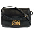 Celine Carriage Black Gold Leather Shoulder Bag