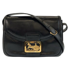Celine Carriage Black Gold Leather Shoulder Bag