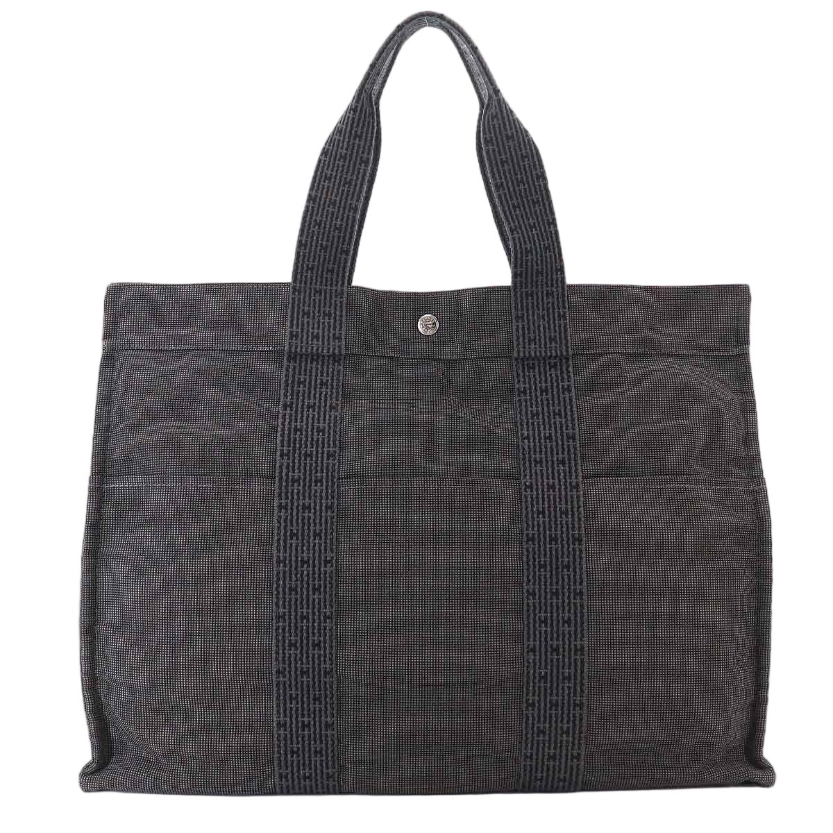 Hermes Her Line Tote GM Canvas Gray Silver Herline
