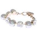 Gucci Interlocking Logo Rhinestone Pearl Bracelet White Gold