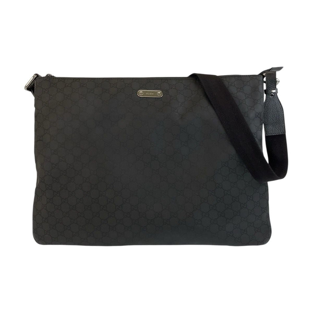 Gucci GG Pattern Black Silver Nylon Leather Shoulder Bag