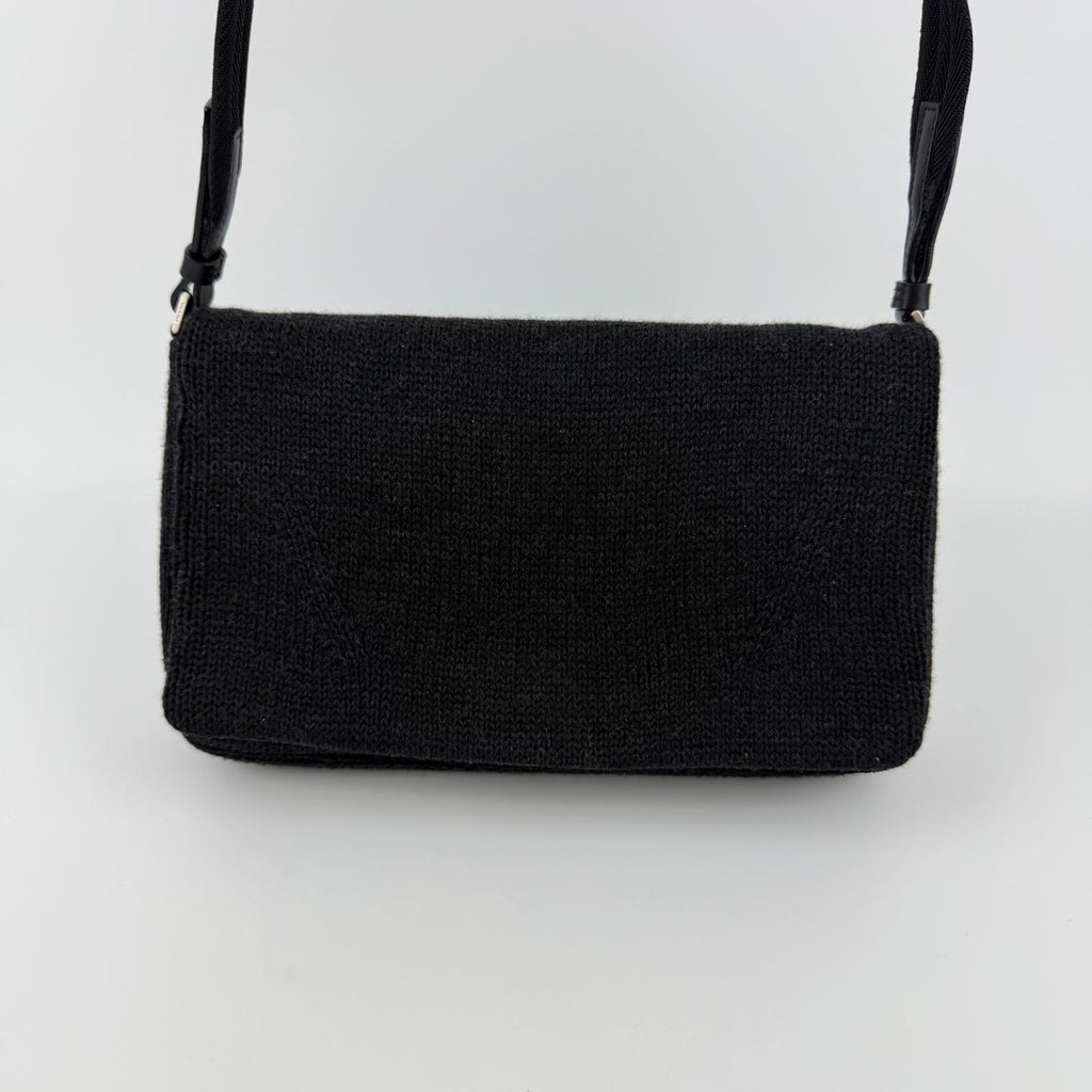 Prada Shoulder Bag Black Wool Vintage — view 3