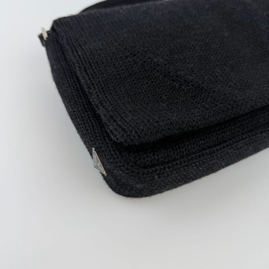 Prada Shoulder Bag Black Wool Vintage — view 9