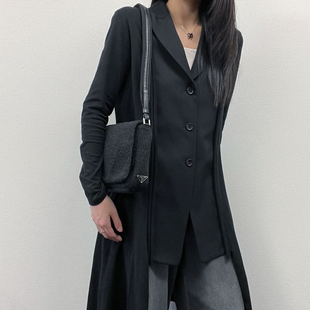 Prada Shoulder Bag Black Wool Vintage