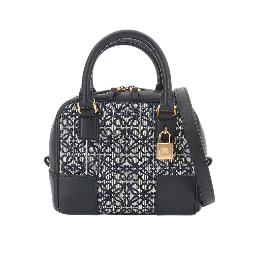 Loewe Amazona 16 Square 2-Way Bag Canvas Leather Black