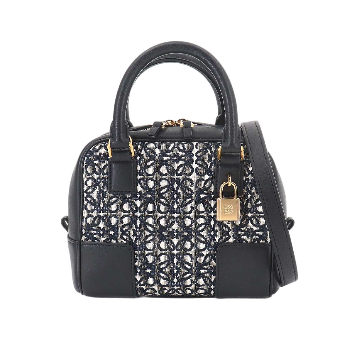 Loewe Amazona 16 Square 2-Way Bag Canvas Leather Black