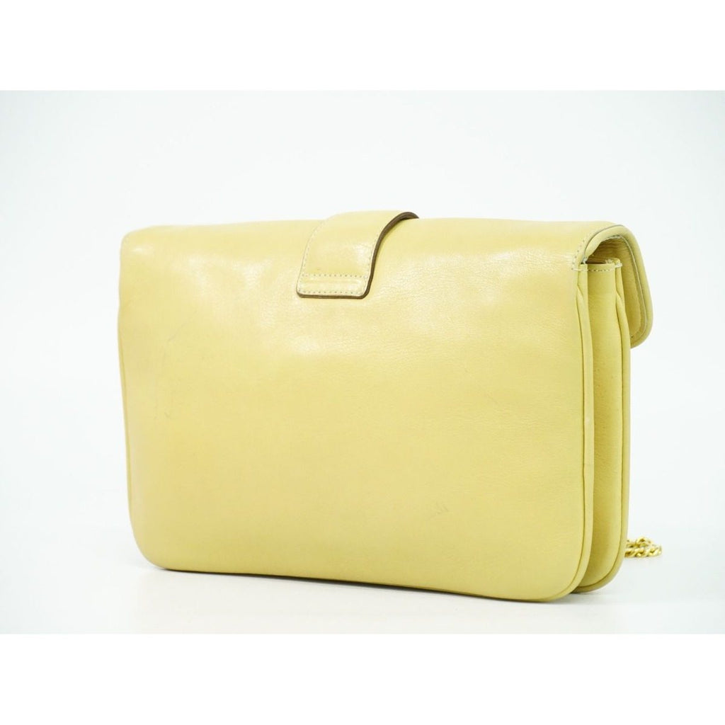 Celine Leather Chain Shoulder Bag Yellow — view 2